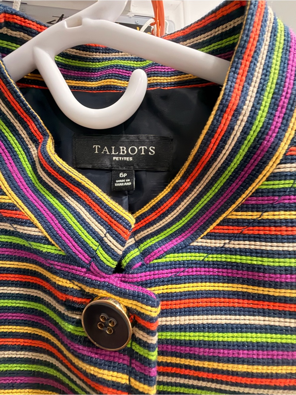 Talbots Striped Multi-Color Stand-Collar Jacket - Picture 3 of 3
